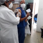 Profissionais do Complexo sendo imunizados com a segunda dose da Coronavac