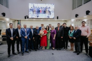 Os deputados e todos os homenageados, familiares e convidados