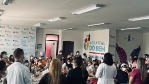 A ação aconteceu no hall do Hospital do Bem pela manhã e a tarde
