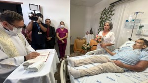 A cerimônia religiosa foi conduzida pelo Pe. Flavio, da Paróquia de Santo Antônio