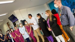 Profissionais do Hospital durante a ação